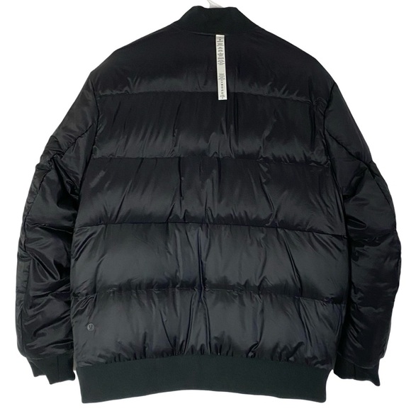 Lululemon Roam Far Bomber Jacket Puffer Womens 10 Large Down Reversible Black - Picture 2 of 14